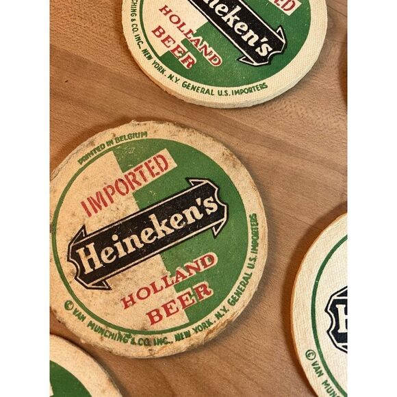 Vintage HEINEKEN Green Biere Bier Beer Coasters Bar Pub Tavern Holland (10) - Picture 4 of 6